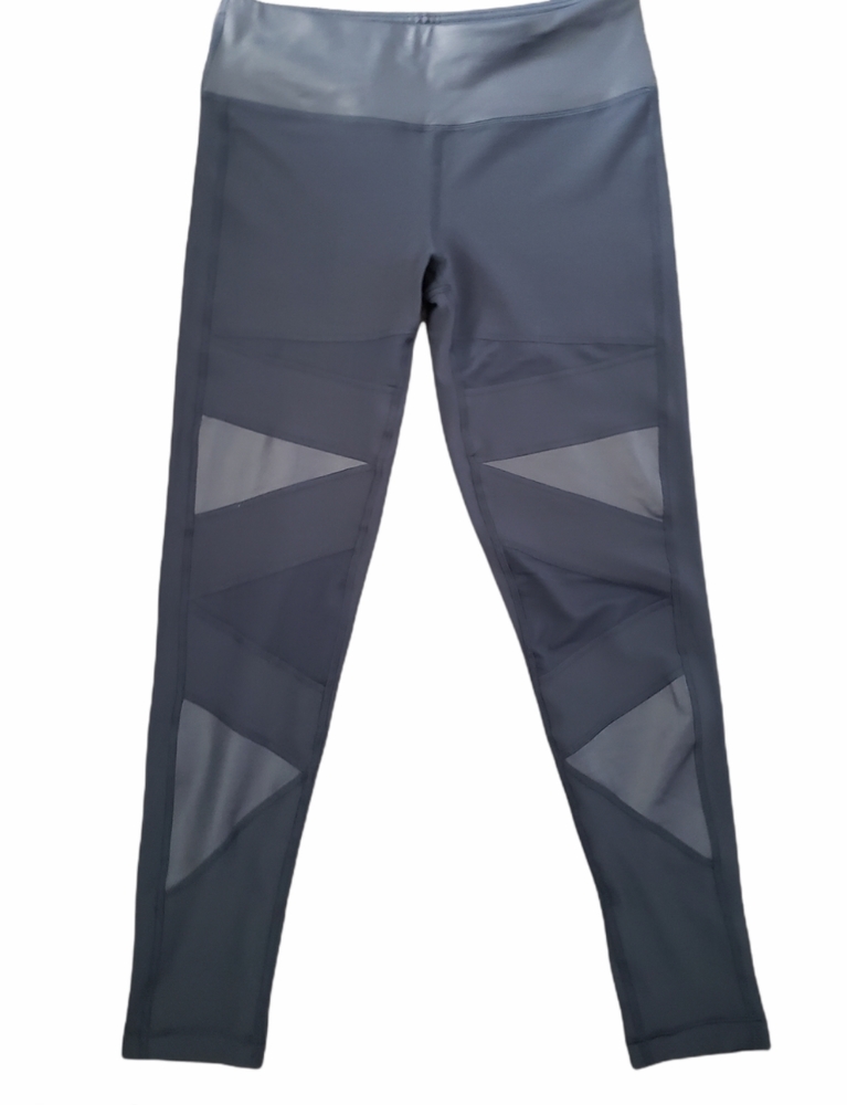 90 Degree Blue Grey Mesh Cut Out Ankle Yoga Pants